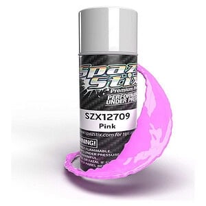 Vibrant pink RC car paint spray for durable, high-quality finishes.