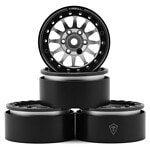 Treal Hobby Type D 1.9 12-Spoke Beadlock Wheels (Silver/Black) (4)