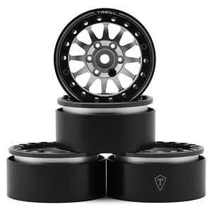 Treal Hobby Type D 1.9 12-Spoke Beadlock Wheels (Silver/Black) (4)