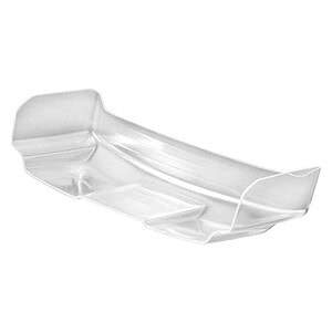 Lightweight clear RC car wing for improved aerodynamics and stability.