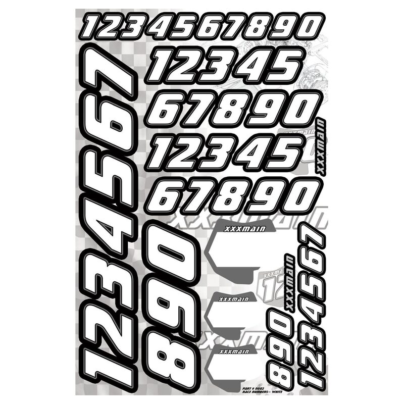 XXX Main Race Numbers - White