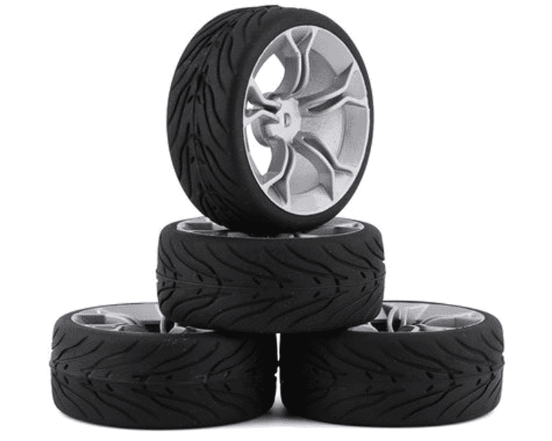 Yeah Racing Spec T Pre-Mounted On-Road Touring Tires w/MS Wheels (Silver) (4) YEA-WL-0104 - image-217 Yeah Racing Spec T Pre-Mounted On-Road Touring Tires w/MS Wheels (Silver) (4) YEA-WL-0104