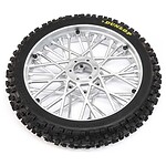 Losi PM-MX Dunlop MX53 Front Tire Pre-Mounted - Chrome