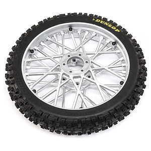 Losi PM-MX Dunlop MX53 Front Tire Pre-Mounted - Chrome