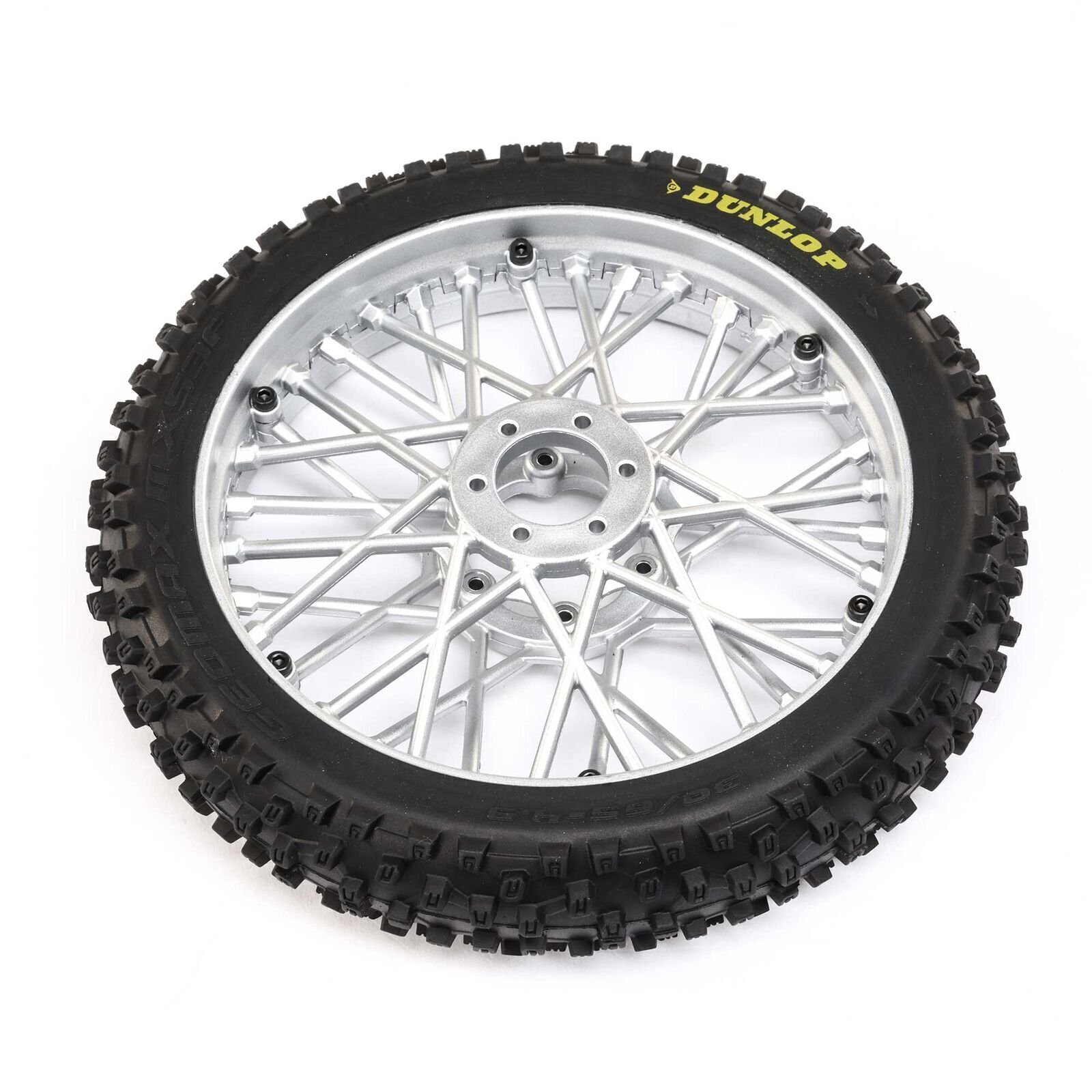 Losi PM-MX Dunlop MX53 Front Tire Pre-Mounted - Chrome
