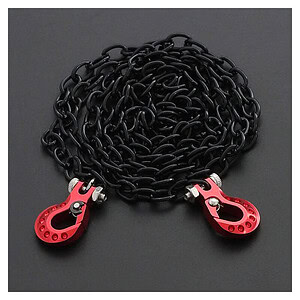PowerHobby High End Metal Trailer Hook Black Chain RED 1/10 Crawler Accessory