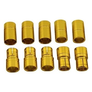 Racers Edge 8mm Gold Plated Banana Plugs - Male and Female 5 Pairs of 2