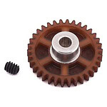 Close-up of RC car gear wheel with screw, perfect for remote control car upgrades and repairs.