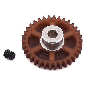 Close-up of RC car gear wheel with screw, perfect for remote control car upgrades and repairs.