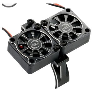 PowerHobby 1/8 Aluminum Heatsink 30mm Twin Turbo High Speed Cooling Fans 28K Black
