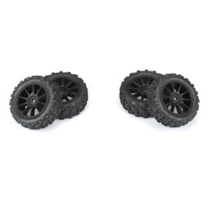 Pro-Line Badlands MX 1.9 inch Buggy Tires Pre-Mounted on Mach-10 Black Wheels - Typhon GROM 4-Pack w/ 12mm Hex