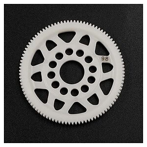 White RC car gear wheel with precise teeth and multiple mounting holes, ideal for racing and hobby remote control cars.