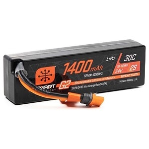 Spektrum 7.4V 1400mAh 2S 30C Smart G2 LiPo Battery: IC2 SPMX142S30HS