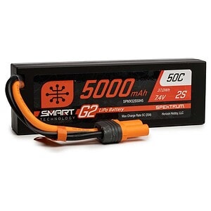 Spektrum 5000mAh 2S 7.4V Smart G2 LiPo 50C Hard Case IC5 SPMX52S50H5