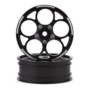 SSD RC 5 Hole Aluminum Front 2.2 inch Drag Racing Wheels - Black (2-Pack)