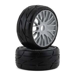 GRP GT - TO3 Revo Belted Pre-Mounted 1:8 Buggy Tires - Silver (XB1) with FLEX Wheel (2)