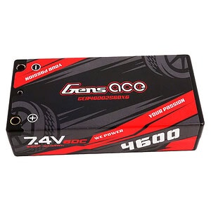 Gens ace 4600mAh 7.4V 60C 2S2P HardCase Lipo Battery Shorty