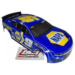 NAPA race car body shell for RC models with detailed racing decals and vibrant blue design.