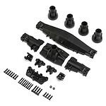 Durable black RC car axle parts and accessories for upgrades and repairs.