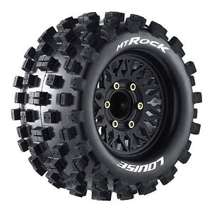 Durable RC car off-road tire with aggressive tread pattern for rugged terrains.