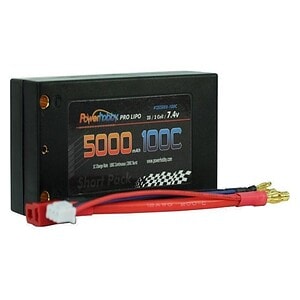 PowerHobby 2S 7.4V 5000mAh 100C Shorty Lipo Battery w 4mm Bullet Connectors  PHB2S5000100CDNS
