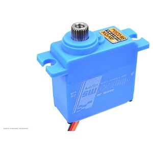 High-quality blue RC servo motor with metal gear, compatible with RC cars and trucks.