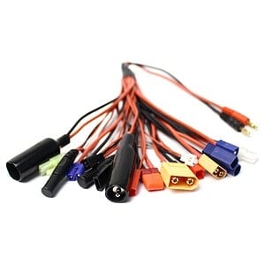 Racers Edge 19 Function Charge Adapter to Male 4mm Bullets - 300mm Wire RCE1660