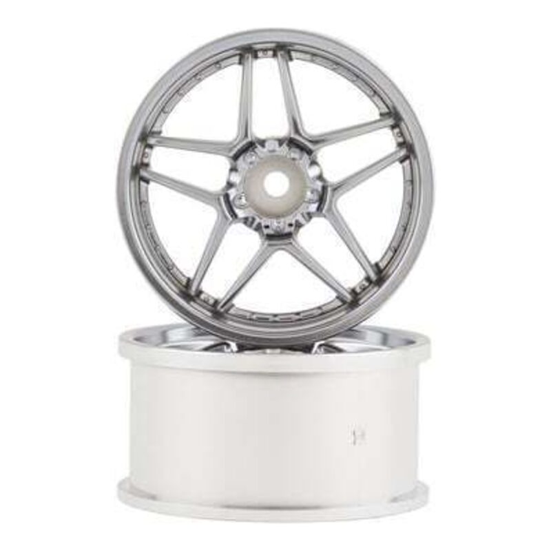 Topline Blitz BRW03 5-Split Spoke Drift Wheels (Matte Chrome) (2) (6mm Offset) w/12mm Hex