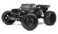 Durable black RC off-road truck with oversized tires and detailed design. Perfect for hobbyists and racing enthusiasts.