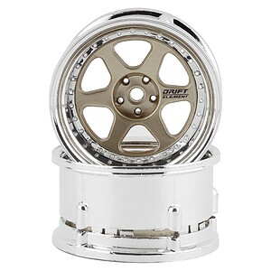 DS Racing Drift Element 6-Spoke Drift Wheels - Gold & Chrome