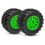 Traxxas Mini Maxx Rear Tires & wheels Green (2) tra10771-grn