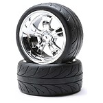 Losi Mounted RR 5-Spoke Wheel/Tire 54x30mm 2-Pack LOS43039 - Chrome