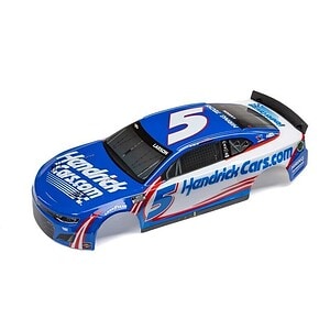 Detailed remote control race car body with racing decals and blue-red design, SCX24 clip, RC car parts, hobby accessories.