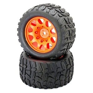 PowerHobby Raptor XL Belted Tires & Viper Wheels (4) (Fits Arrma Kraton/Outcast 8S) - Orange