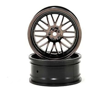 Vaterra 12mm Hex 54x26mm Front Deep Mesh Wheel 2-Pack VTR43007 - Black Chrome