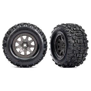 Traxxas Mini Maxx Front Tires & wheels (2) TRA10771-GRAY