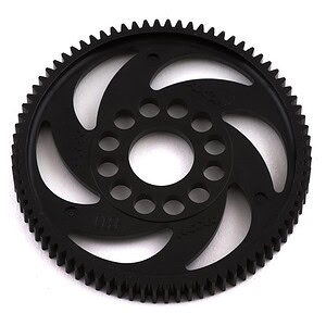 Durable black plastic RC car gear wheel for high performance and speed. Fits various remote control car models.