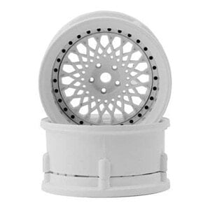 DS Racing Drift Element Mesh Drift Wheels Triple White w/Silver Rivets (2) DS-DE-302