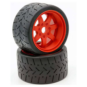 PowerHobby 1:8 Gripper 54/100 Belted Pre-Mounted Tires - Red Wheels (2)