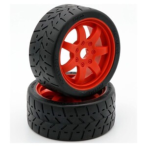 PowerHobby 1:8 Gripper 42/100 Belted Pre-Mounted Tires - Red Wheels (2)