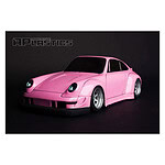 Bright pink RC car Porsche body with realistic details for hobbyists and racers.