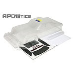 High-quality transparent RC car body shell with decals for RC racing and upgrades.