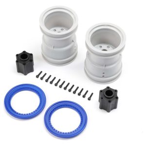 2.6 Wheel w/Beadlock Rings - Blue (2): LMT 2.0