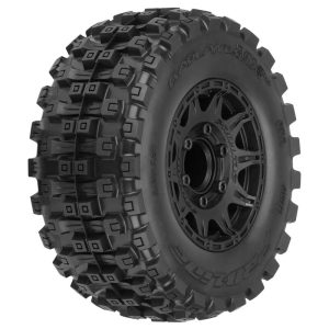Off-road RC car tire with aggressive tread for desert and trail racing.