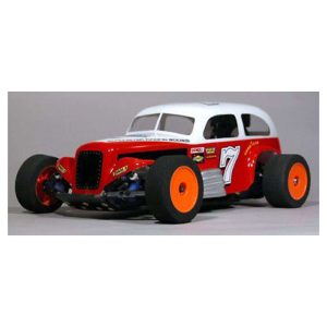 Detailed remote control race car with vibrant red and racing decals for RC car enthusiasts.