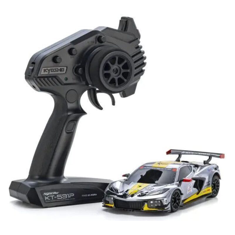 1/28 Kyosho Mini-Z Chevrolet Corvette C8.R Chrome/Yellow Kyosho America 20th Anniversary - kyo32356cry1 1/28 Kyosho Mini-Z Chevrolet Corvette C8.R Chrome/Yellow Kyosho America 20th Anniversary