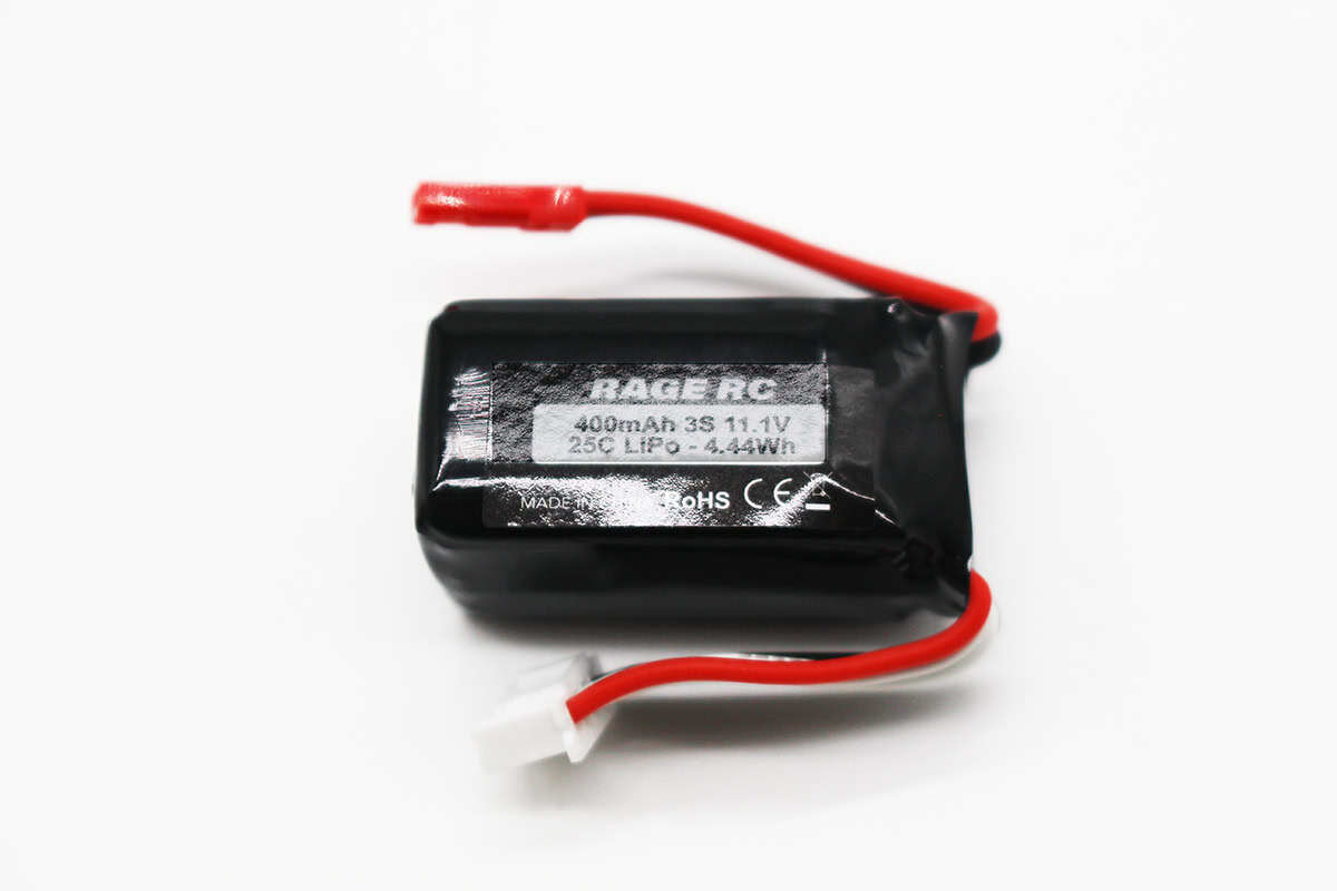 Rage R/C 3S 11.1V 400mAh LiPo with JST plug; P-51D BL