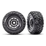 Traxxas Black & Satin Wheels w/ Maxx SC Belted Tires (2) TRA10272-BLK