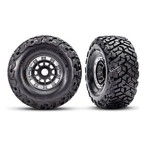 Traxxas Black & Satin Wheels w/ Maxx SC Belted Tires (2) TRA10272-BLK