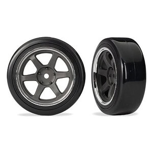 Traxxas 1.9in Gray 6-Spoke Front Wheels & Hard Drift Tires (2) TRA10574